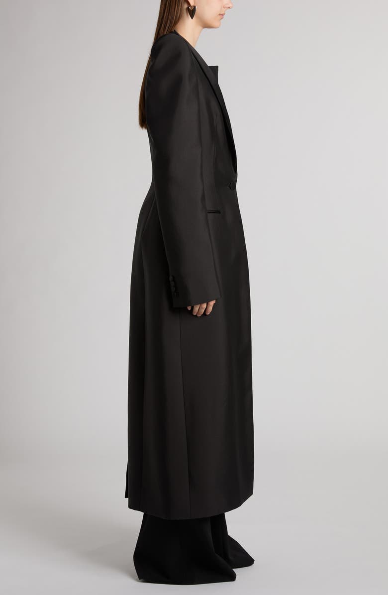 McQueen Peak Lapel Wool & Silk Long Coat, Alternate, color,
