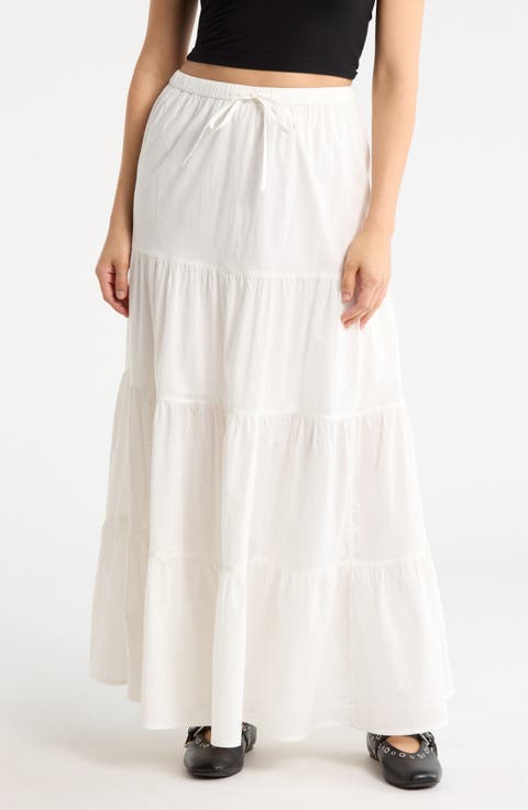 Tiered Cotton Maxi Skirt
