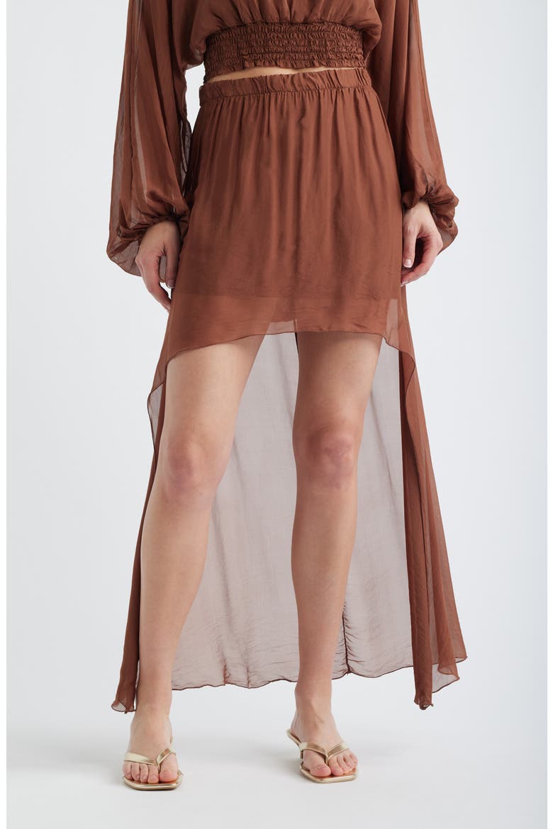 Forum Chiffon High-Low Skirt, Main, color, BROWN