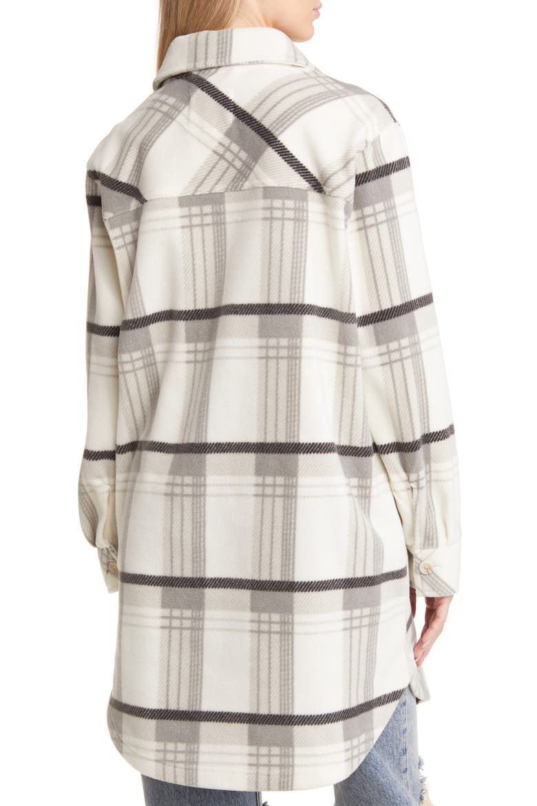 Plaid Long Polar Fleece Shacket, Alternate, color, GREY COMBO