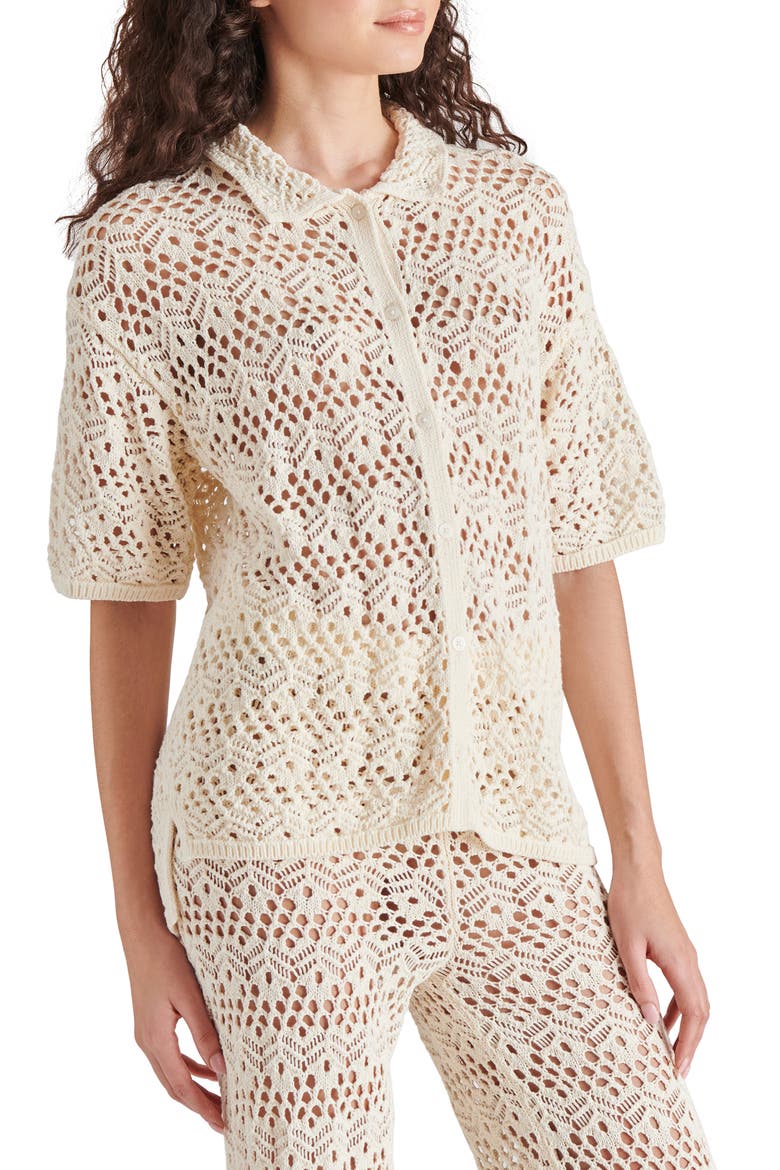 Avana Crochet Cardigan, Alternate, color, NATURAL