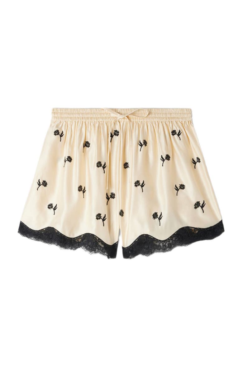 Floral embroidered shorts, Alternate, color, Vanilla