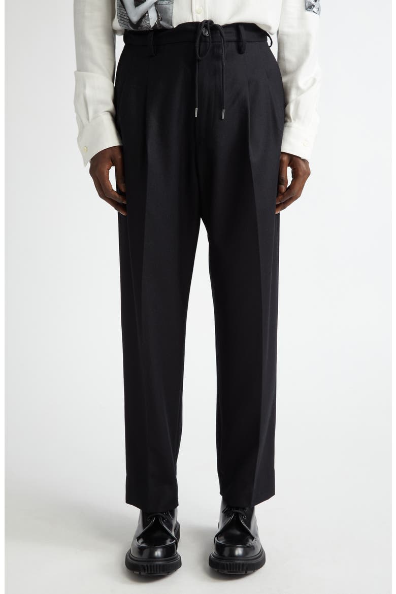 Two Tuck Wool Trousers, Main, color, BLACK