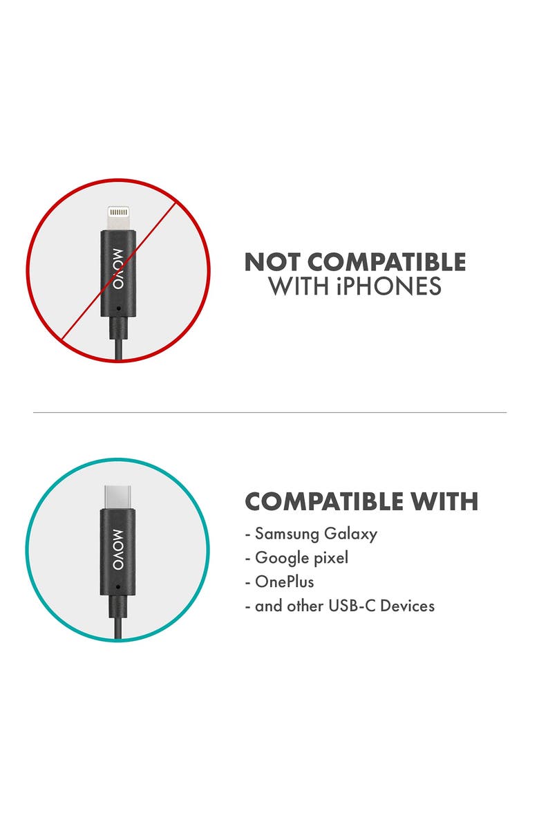 MOVO EDGE-UC-DUO Dual Wireless Lavalier Microphone System - Compatible with Android, Samsung, iPad Pro, Alternate, color, Black