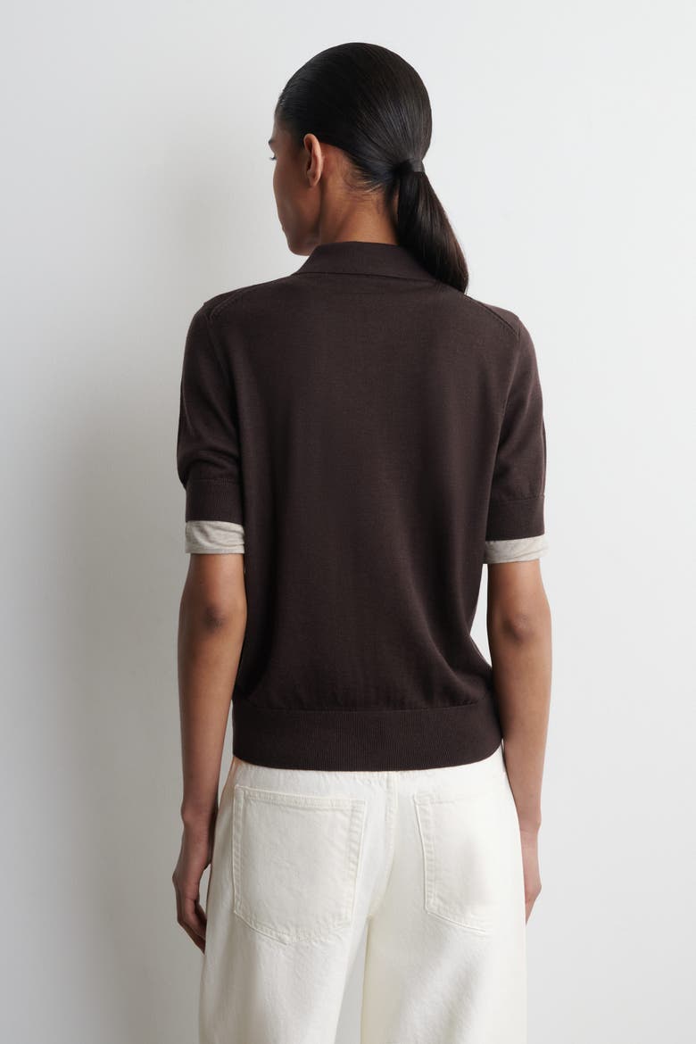 Shrunken Wool-Blend Polo Shirt, Alternate, color, DARK BROWN