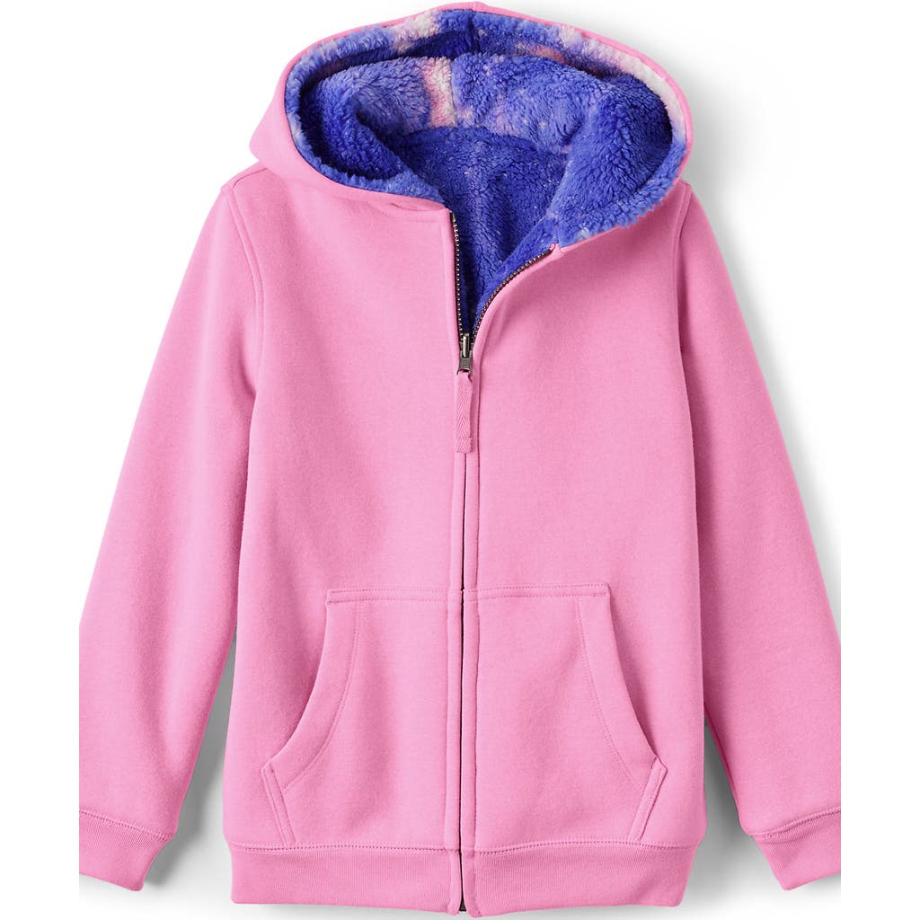 Lands' End Kids High Pile Lined Zip Hoodie In Whisper Pink