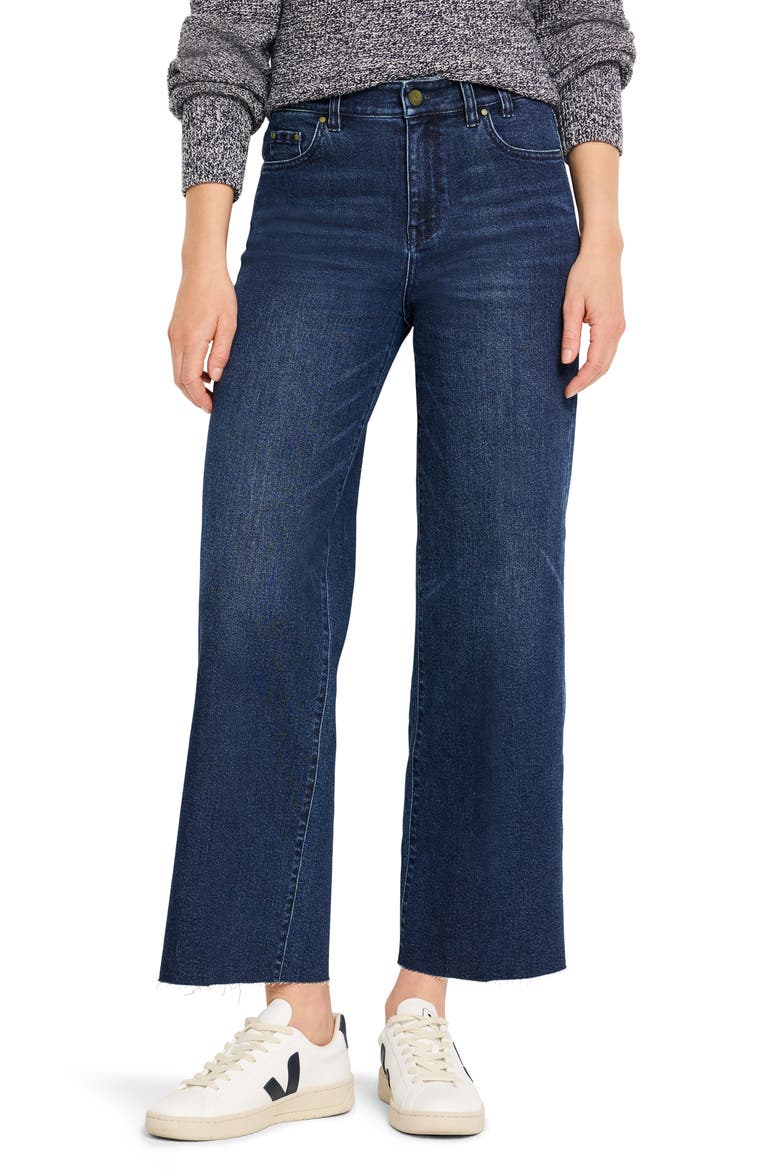 Raw Hem Ankle Wide Leg Jeans, Main, color, MARINE