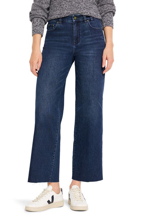 Raw Hem Ankle Wide Leg Jeans (Regular & Petite)