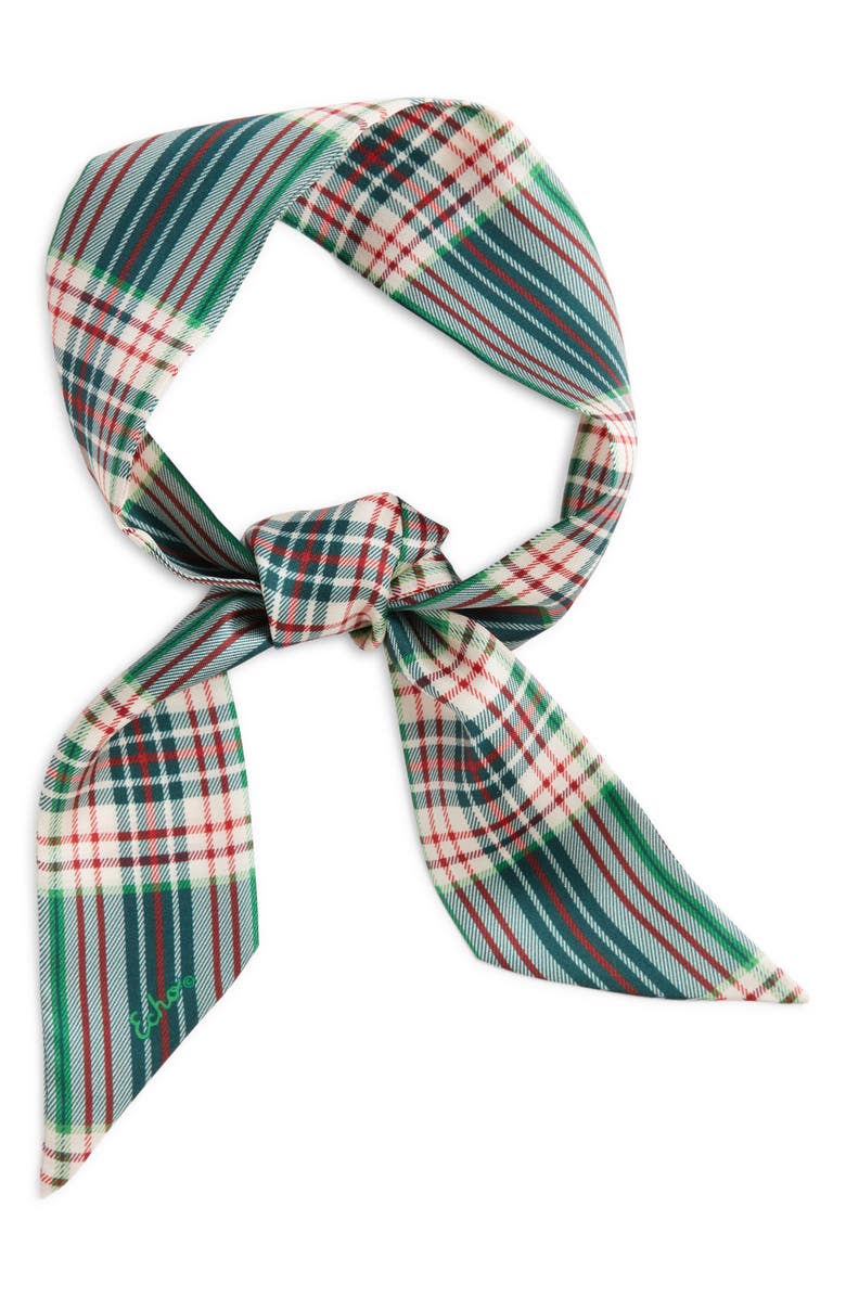 Echo Plaid Silk Skinny Scarf, Alternate, color, 