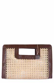Jelavu Delmar Rattan & Leather Frame Clutch