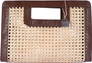 Jelavu Delmar Rattan & Leather Frame Clutch