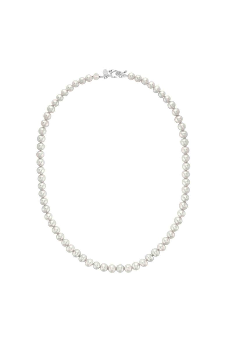 Men's White Freshwater Pearl Necklace, Main, color, Sterling Silver