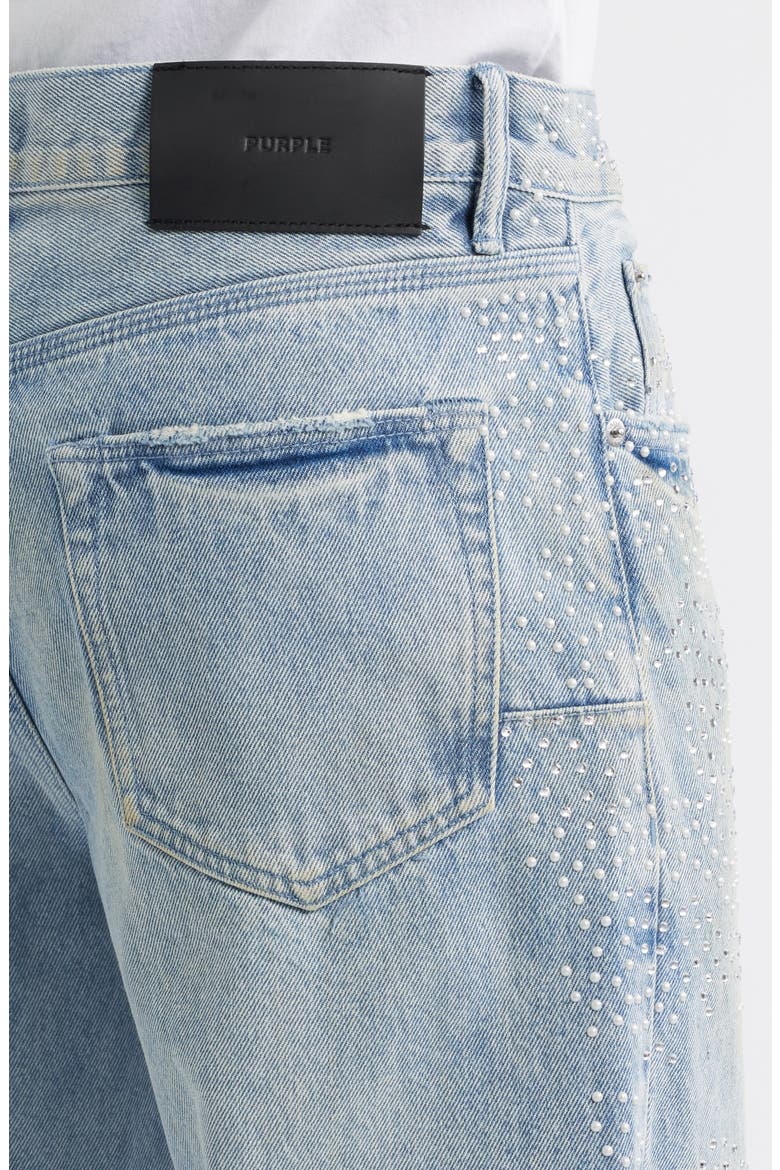 Sandstone Camo Hotfix Embellished Straight Leg Jeans, Alternate, color, LIGHT INDIGO