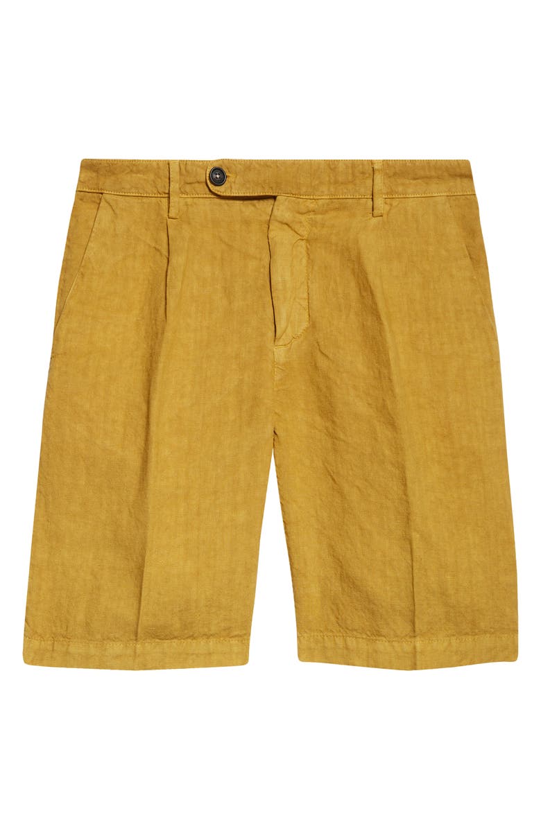 Massimo Alba Alaccia Pleated Linen Bermuda Shorts, Alternate, color, Mostarda