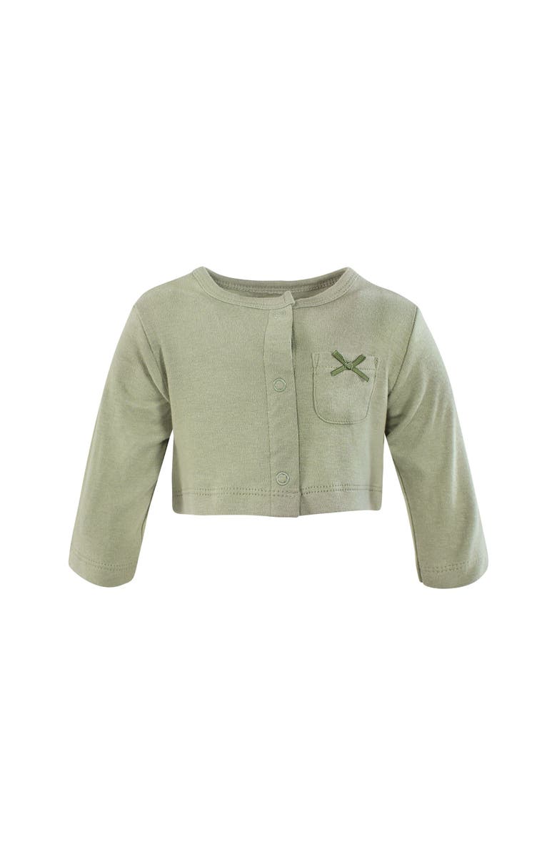 Hudson Baby Two-Piece Cotton Dress and Knit Cardigan Set, Alternate, color, Golden Bouquet