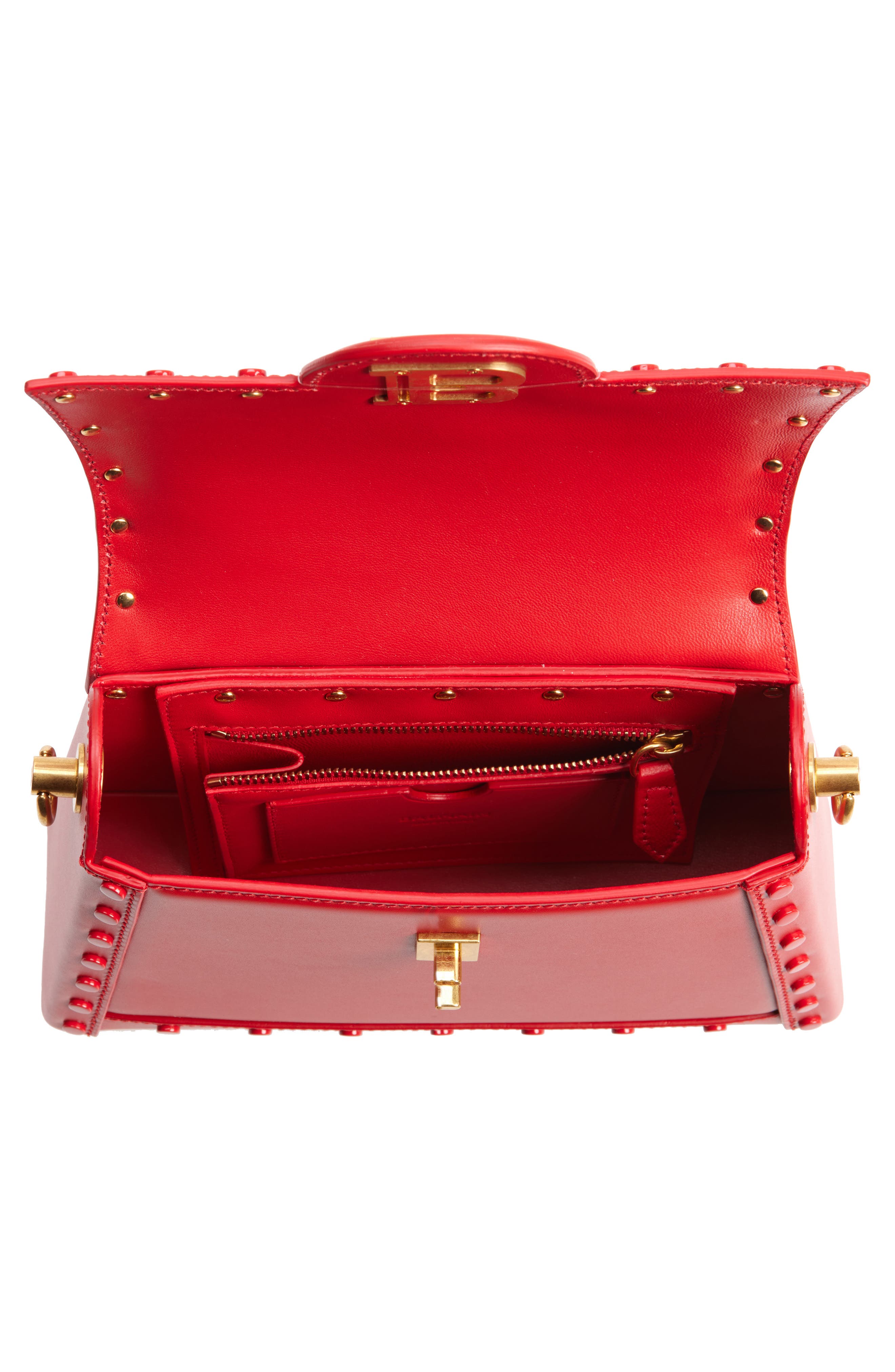 Balmain B-Buzz Dynasty Box Leather Top Handle Bag, Alternate, color, 