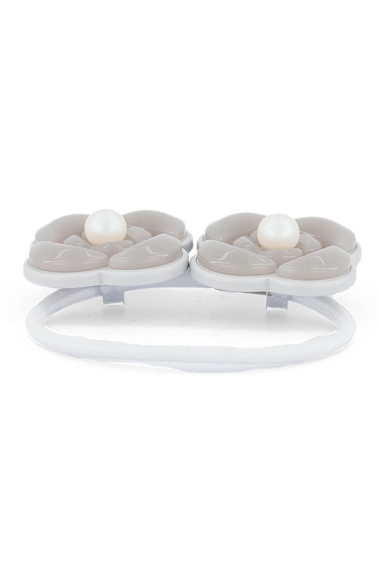 Alexandre de Paris Camelia Graphique Hair Tie, Alternate, color, Grey