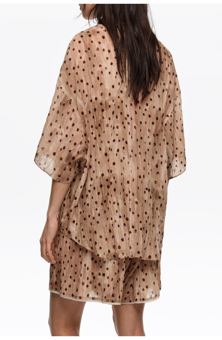 Bimba y Lola Dots Short-Sleeve Pleated Shirt, Alternate, color, Watercolor Dots