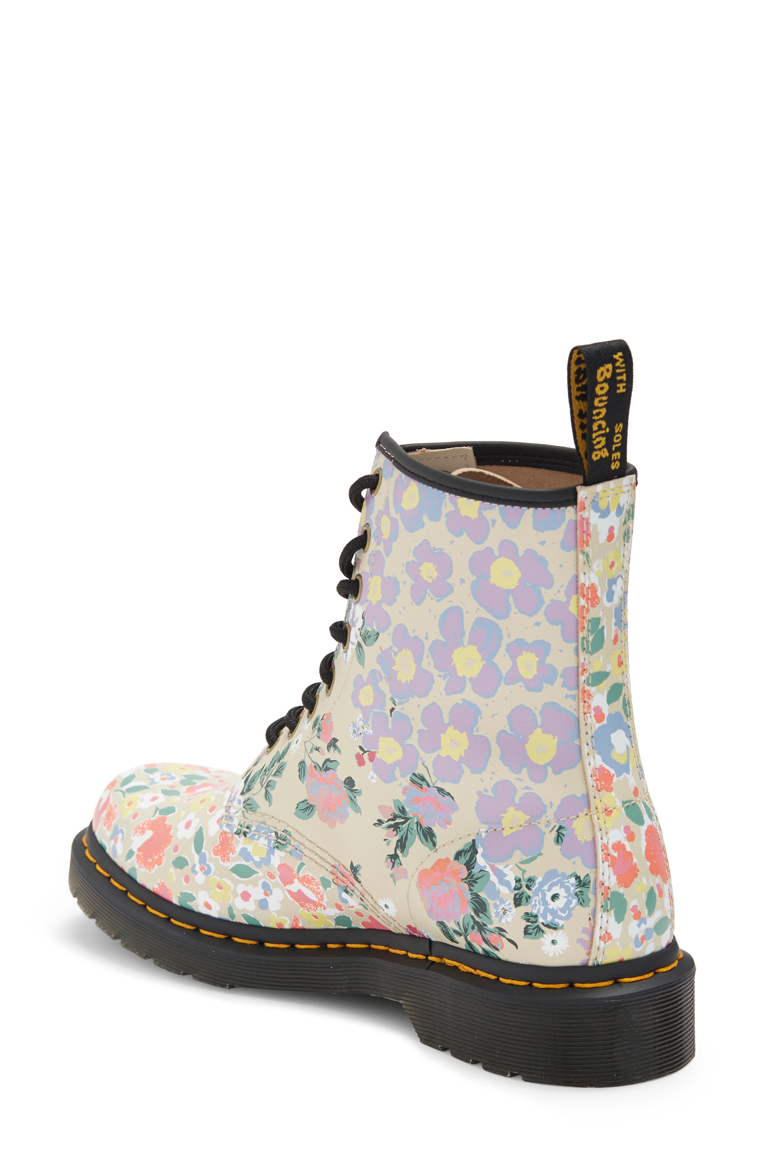 1460 Floral Lace-Up Boot, Alternate, color, FLORAL BEIGE