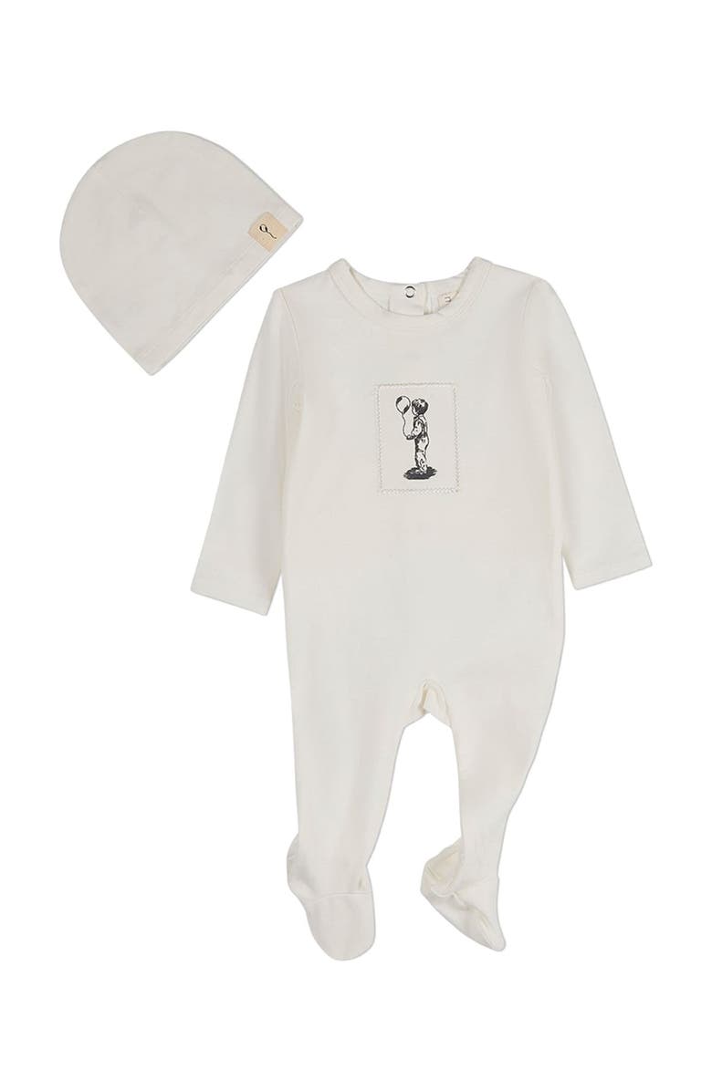 MiniMoi Baby Boys Cotton Rich Footie, Main, color, Ivory Mist
