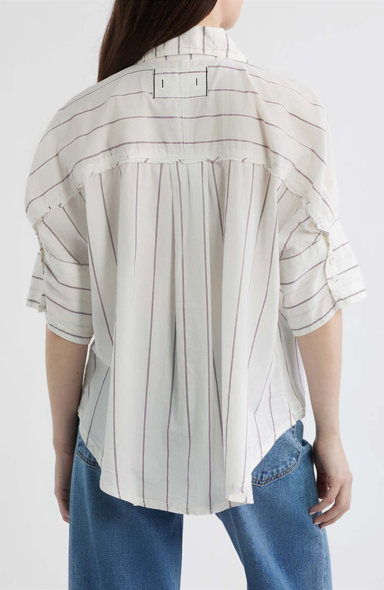 Free People Seaside Stripe Cotton Shirt, Alternate, color, Ivory Combo
