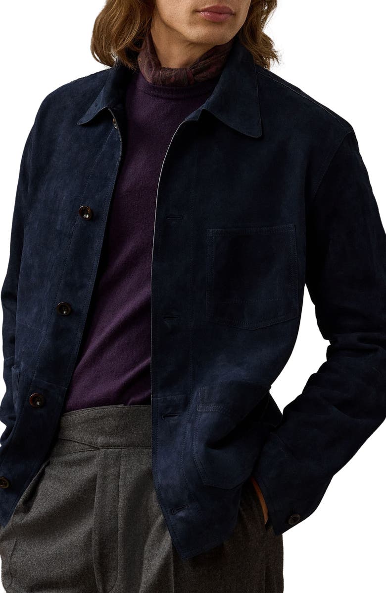 Ralph Lauren Purple Label Burnham Suede Chore Jacket, Main, color, 