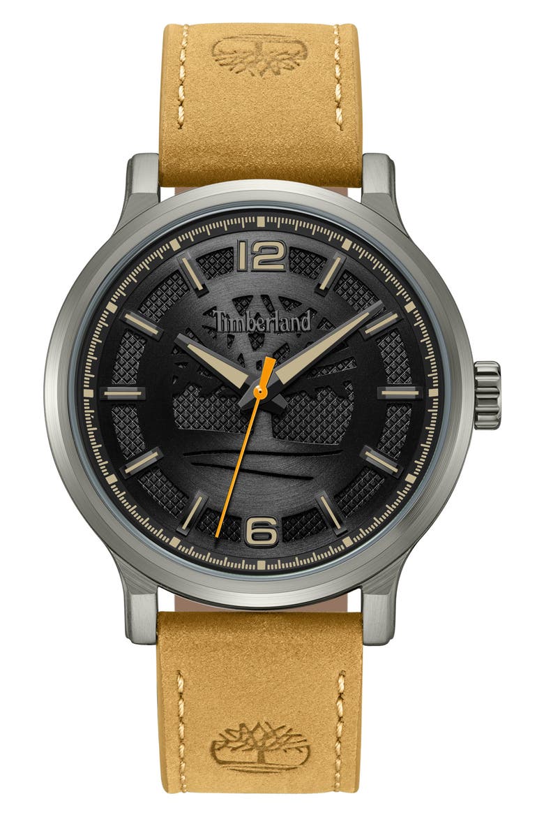 Driscoll Leather Strap Watch, 43mm, Main, color, TAN / BROWN LIGHT