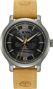 Timberland Driscoll Leather Strap Watch, 43mm