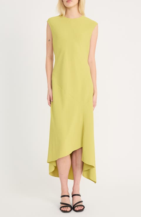 Beach Crepe Asymmetric Midi Dress