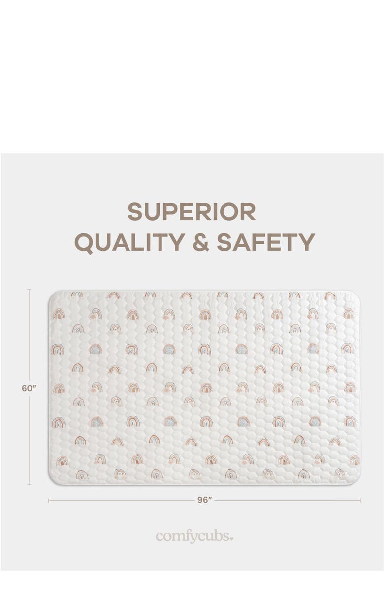 Comfy Cubs Premium Play Mat with Non-Slip Bottom, Rectangle, Alternate, color, Rainbow