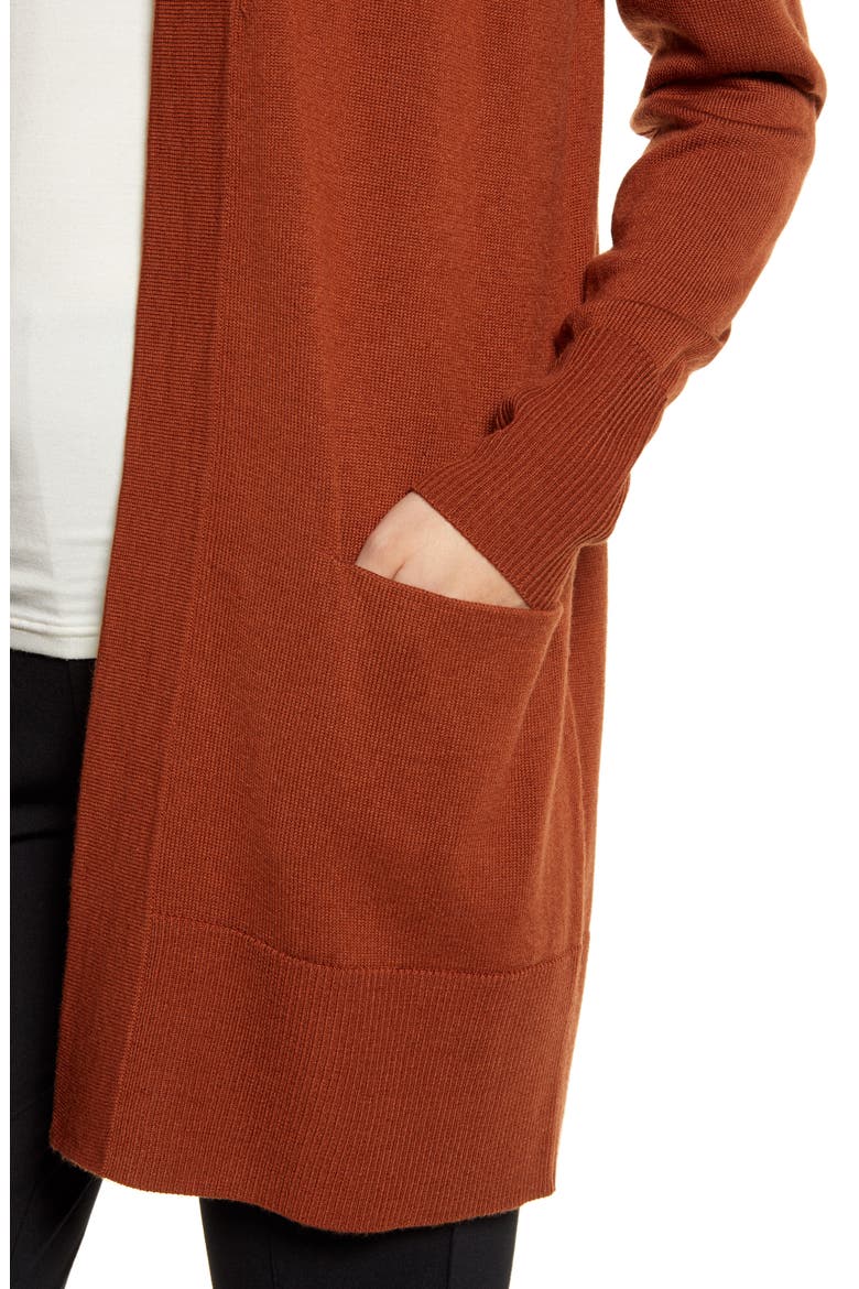 Everyday Open Front Cardigan, Alternate, color, RUST SEQUOIA