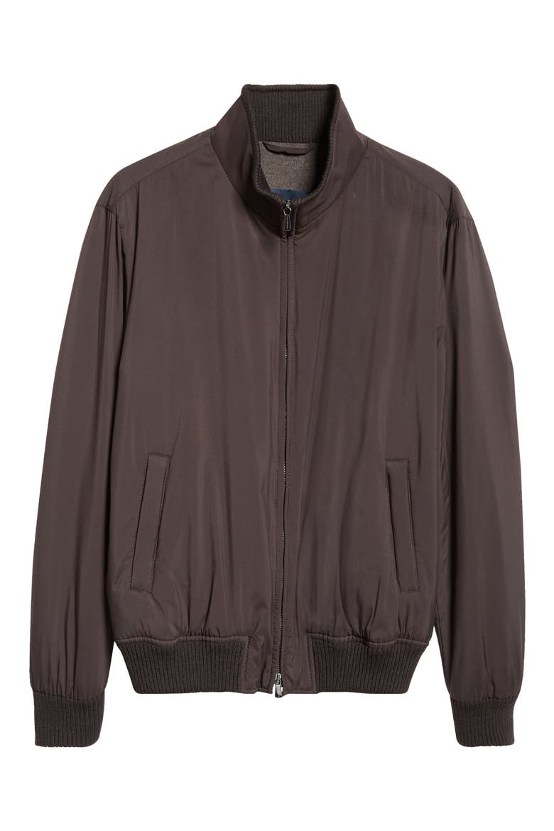 Water Resistant Japanese Nylon Bomber Jacket, Alternate, color, DARKEST BROWN