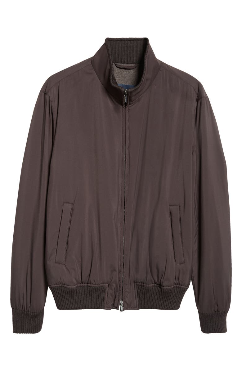 Thom Sweeney Water Resistant Japanese Nylon Bomber Jacket, Alternate, color, Darkest Brown