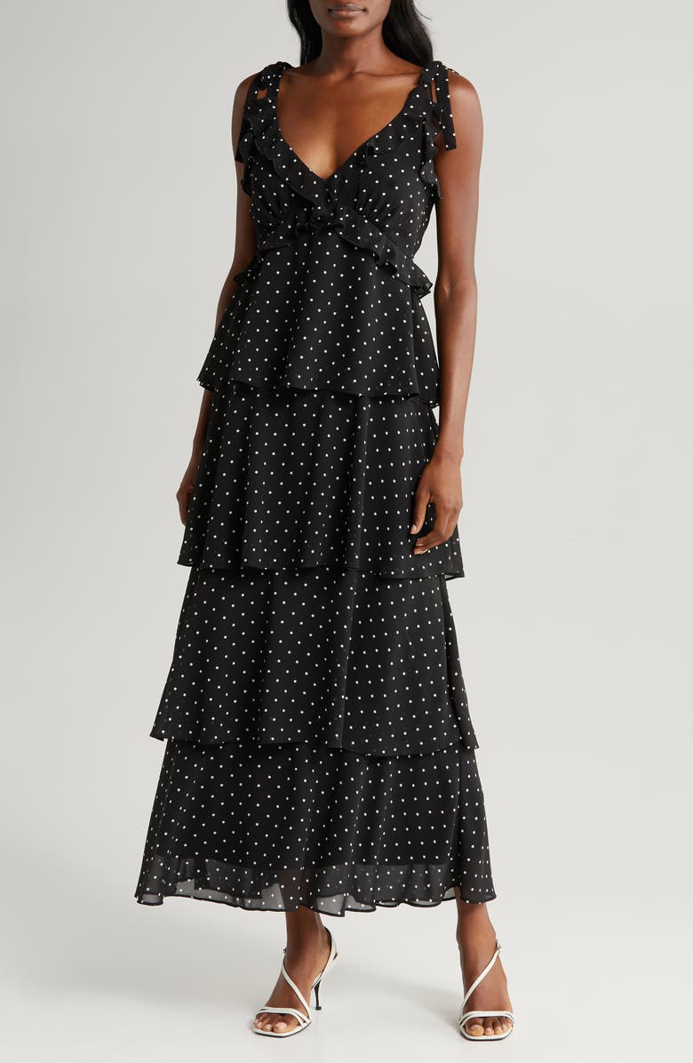 WAYF Dorothy Polka Dot Tiered Maxi Dress, Main, color, 