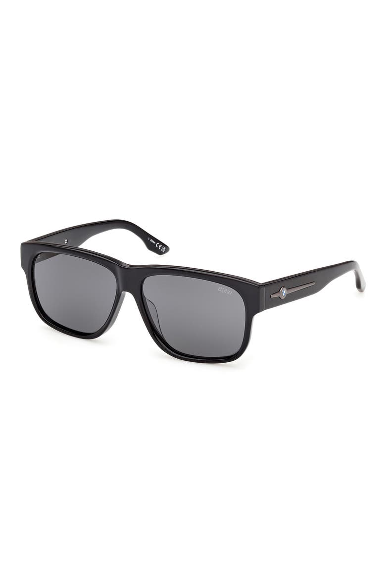 59mm Sunglasses, Alternate, color, SHINY BLACK / SMOKE POLARIZED