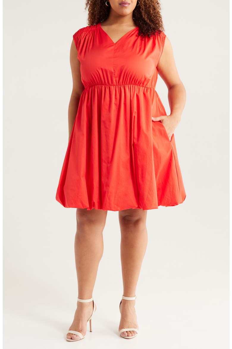Arla Bubble Hem Cotton Dress, Main, color, POPPY RED