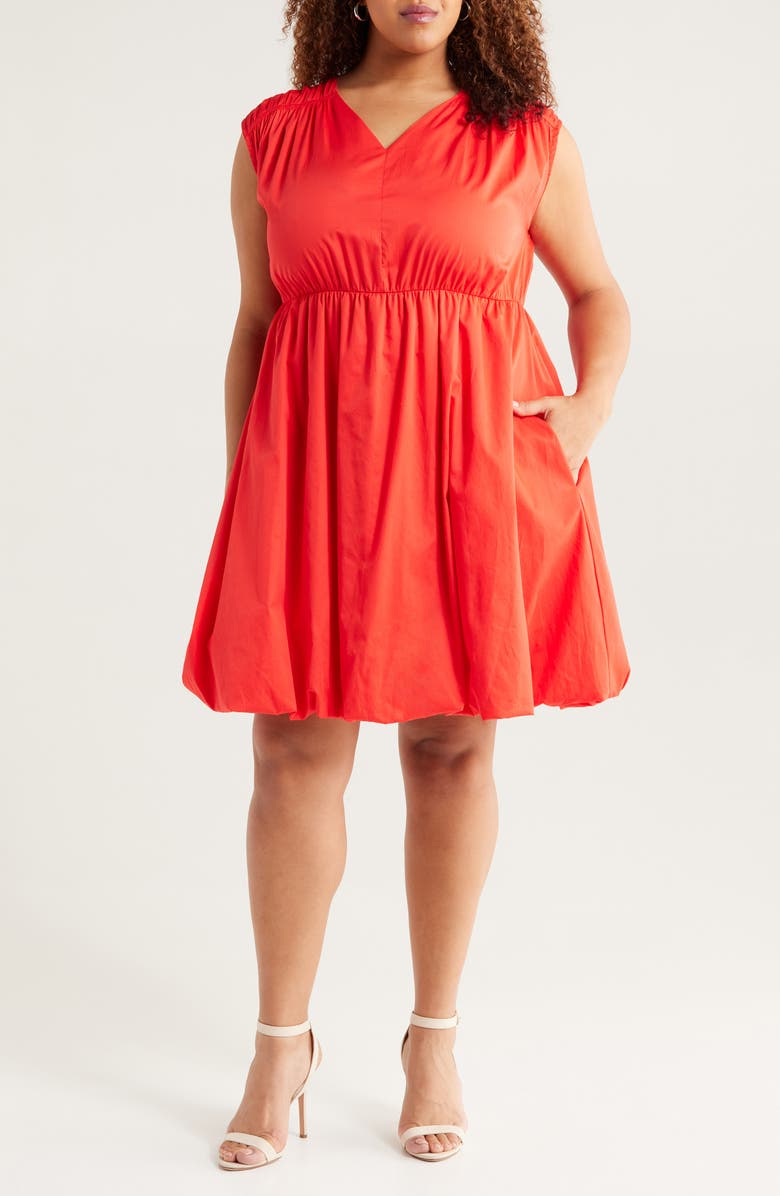 HARSHMAN Arla Bubble Hem Cotton Dress, Main, color, Poppy Red