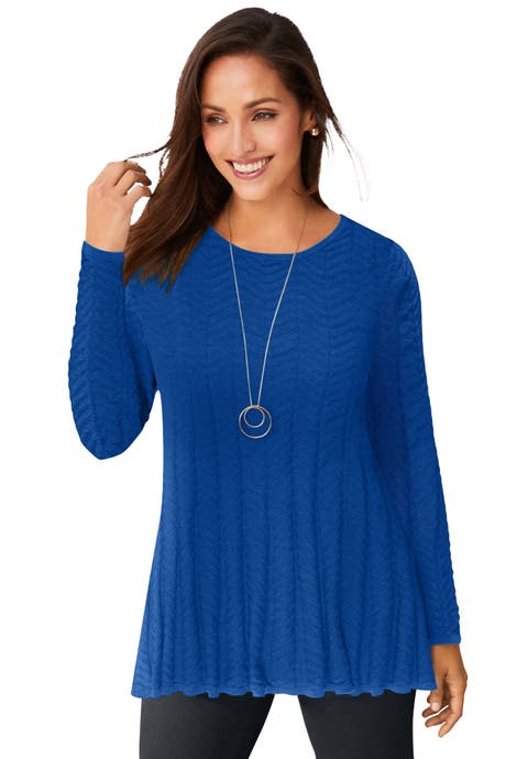 Chevron Fit & Flare Sweater (Plus)