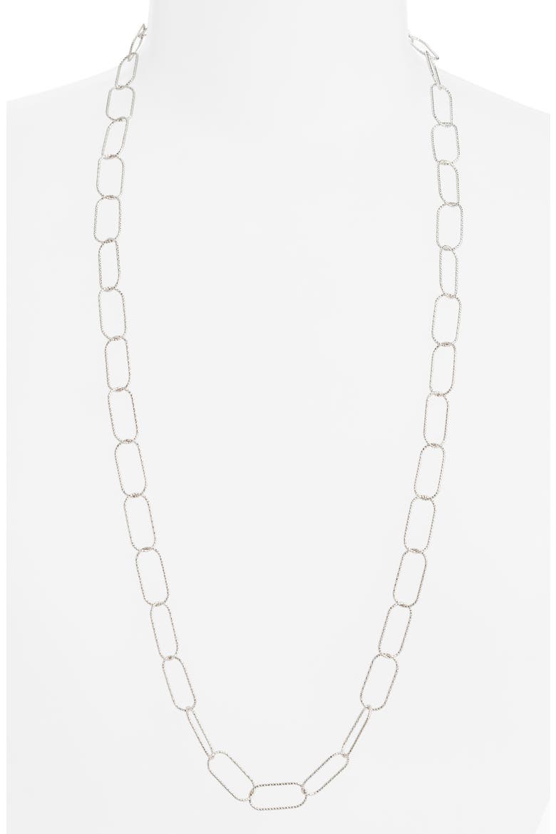 Textured Oval Link Necklace, Main, color, SILVER