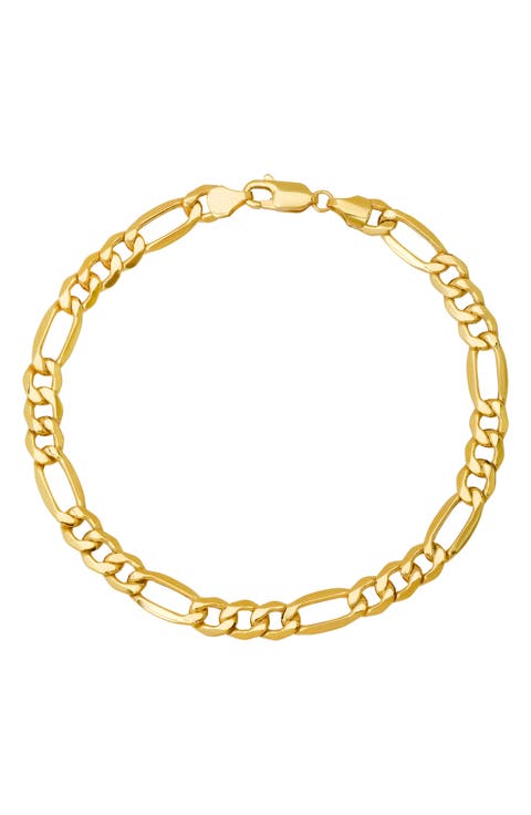 Men's 14K Yellow Gold Figaro Chain Bracelet