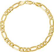 Queen Jewels Men's 14K Yellow Gold Figaro Chain Bracelet