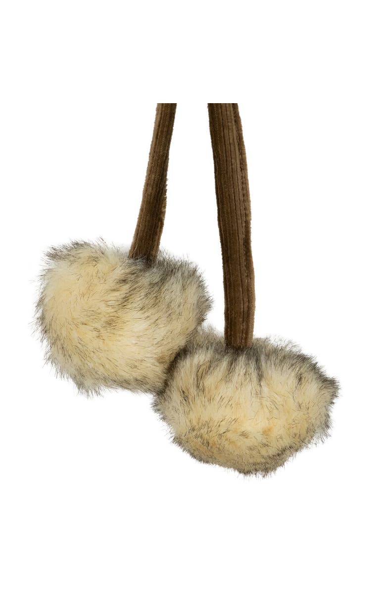 Northlight Faux Fur Christmas Stocking with Pom Poms - 20.5" - Beige and Brown, Alternate, color, 