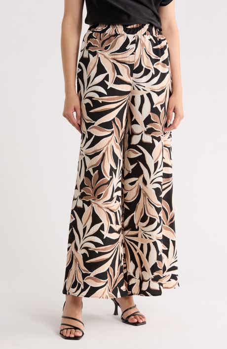 Renee C Leaf Print Wide Leg Pants