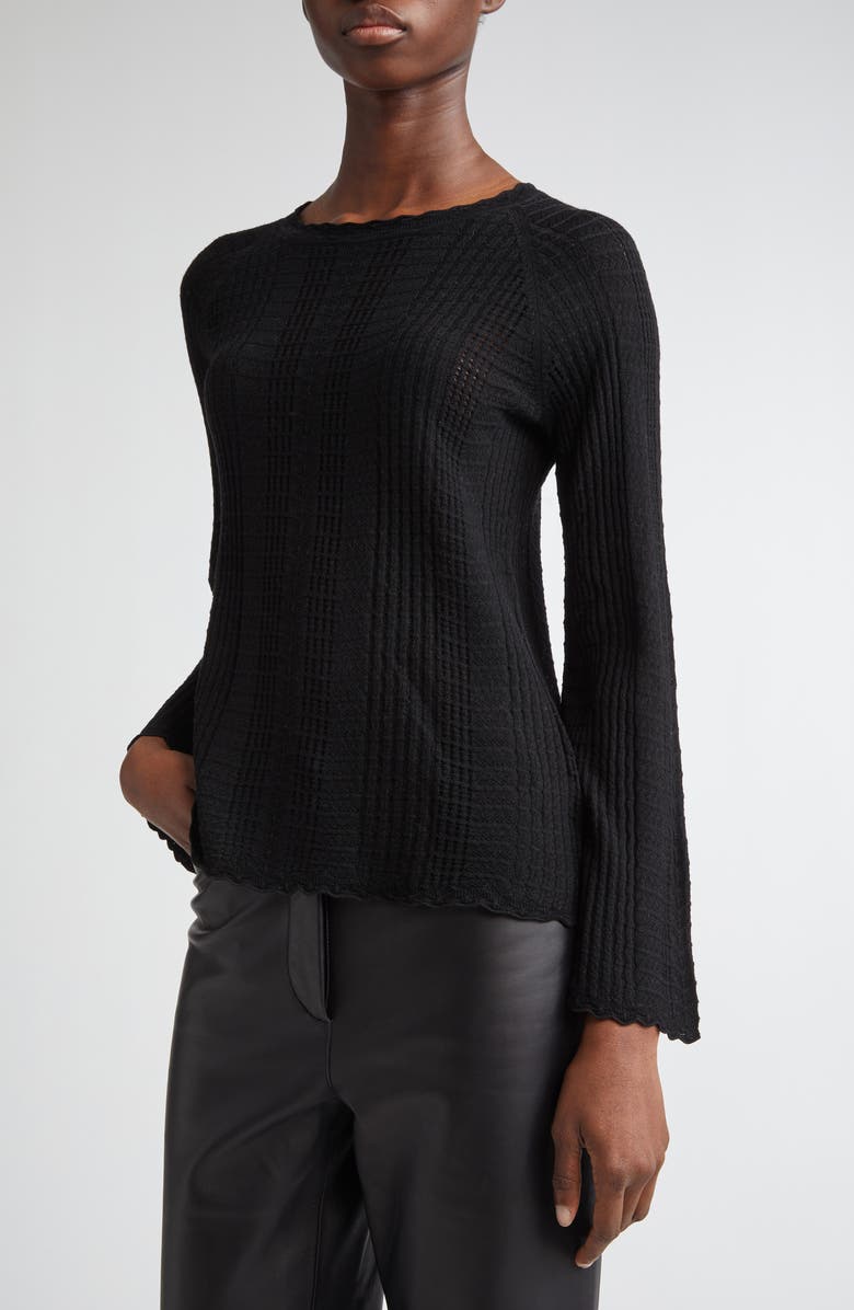LOULOU DE SAISON Greta Wool & Cashmere Crewneck Sweater, Alternate, color, Black