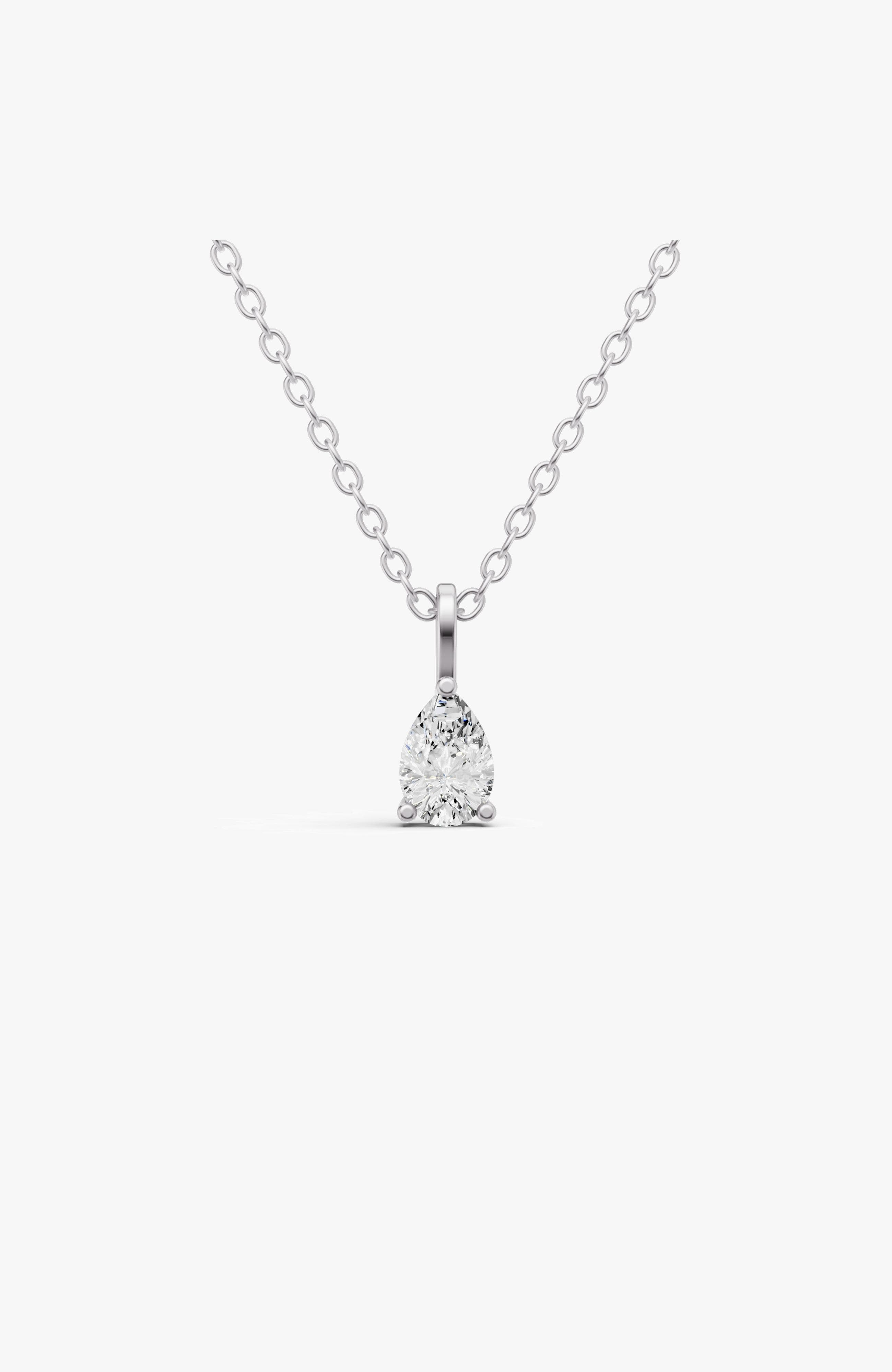 Sereia Official 14k Gold 1 Ct Lab Grown Pear Shape Diamond Solitaire Pendant With Bail In White Gold