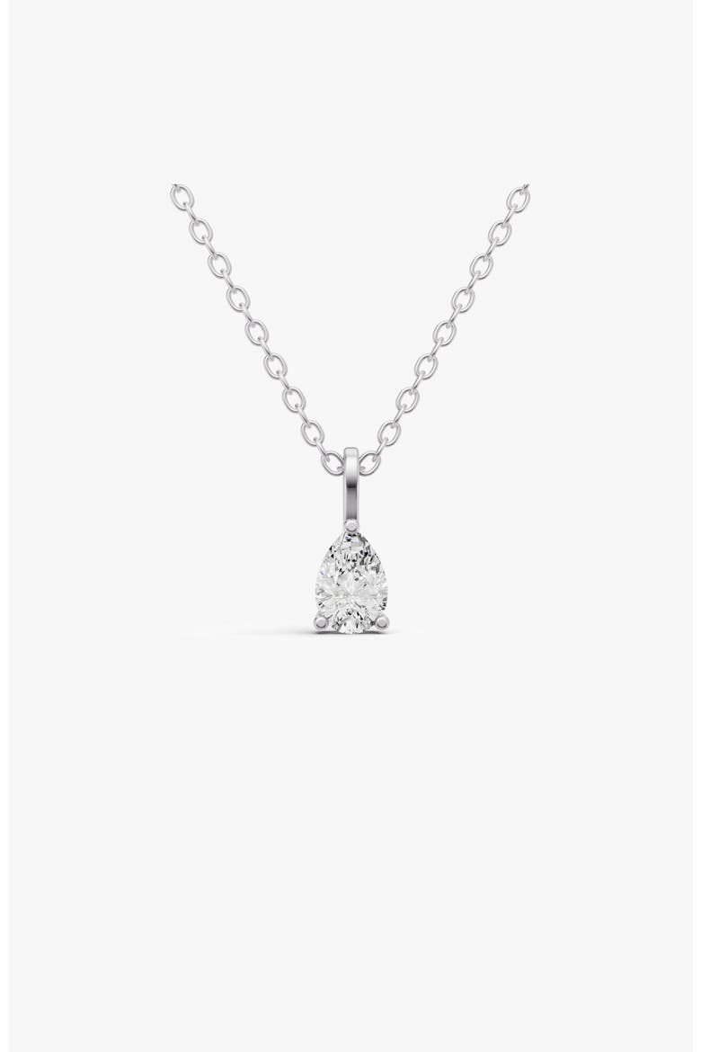 14K Gold 0.25 ct Lab Grown Pear Shape Diamond Solitaire Pendant with Bail, Main, color, White Gold