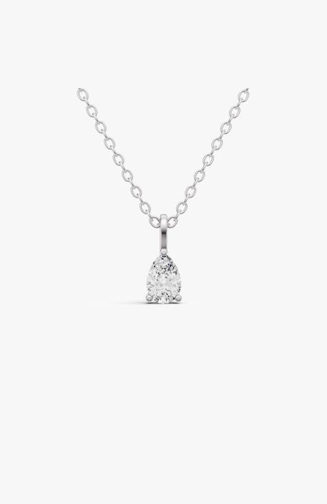 14K Gold 0.25 ct Lab Grown Pear Shape Diamond Solitaire Pendant with Bail