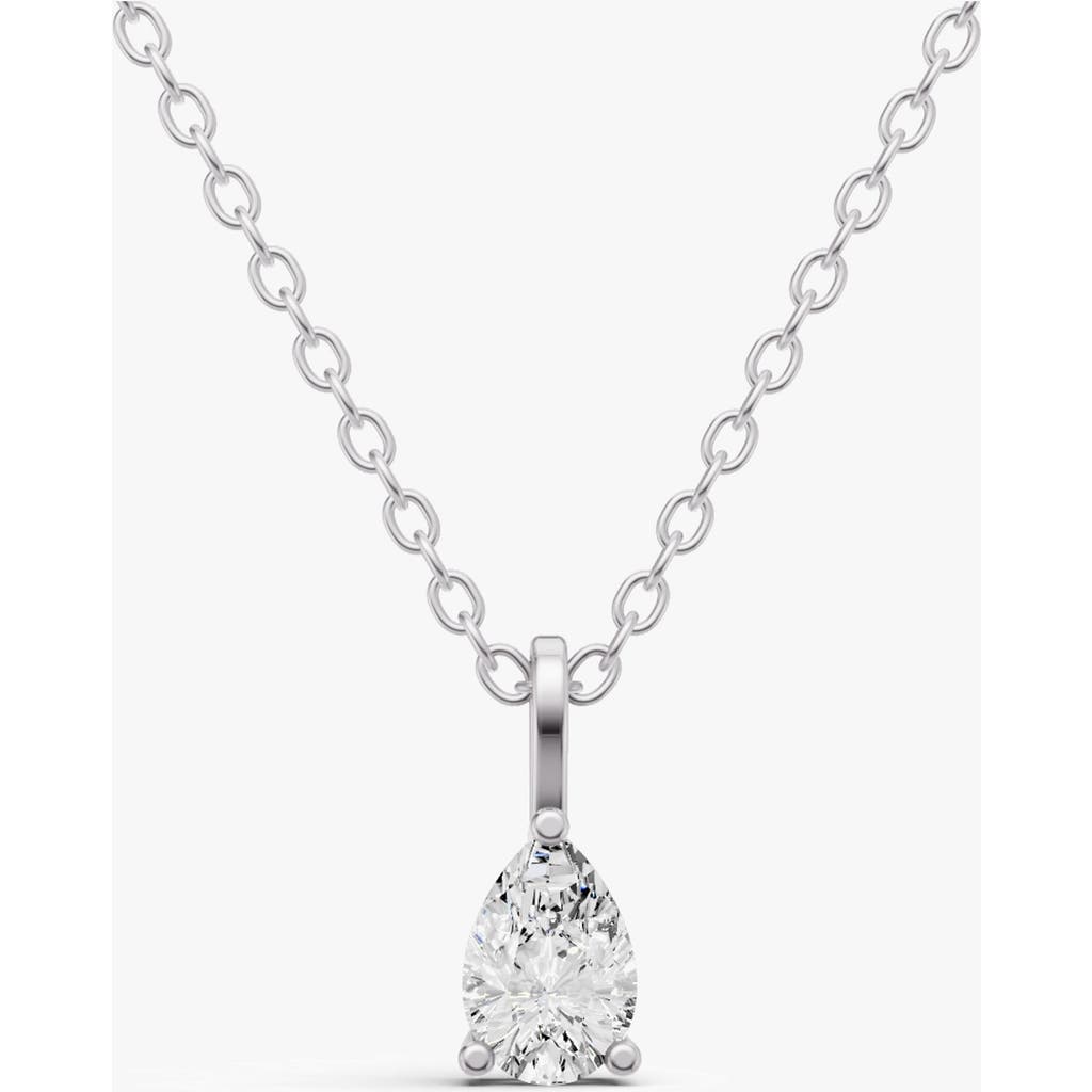 Sereia Official 14k Gold 1 Ct Lab Grown Pear Shape Diamond Solitaire Pendant With Bail In White Gold