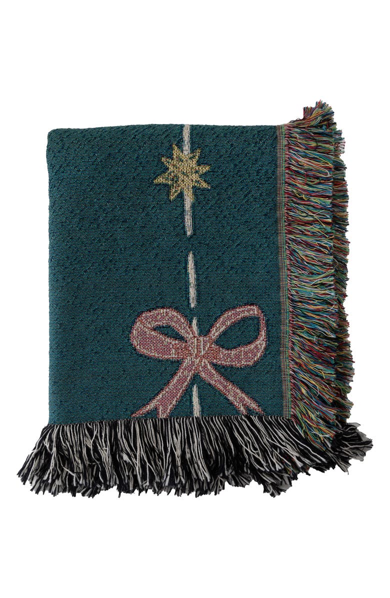 Deny Designs H. Miller Ink Fringe Throw Blanket, Alternate, color, Emerald