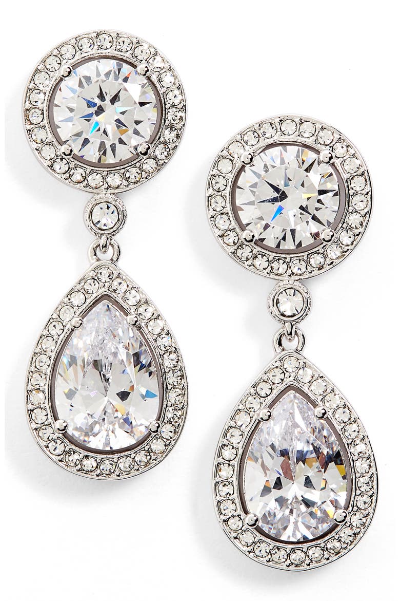 Crystal & Cubic Zirconia Drop Earrings (Nordstrom Exclusive), Main, color, SILVER/ CLEAR CRYSTAL